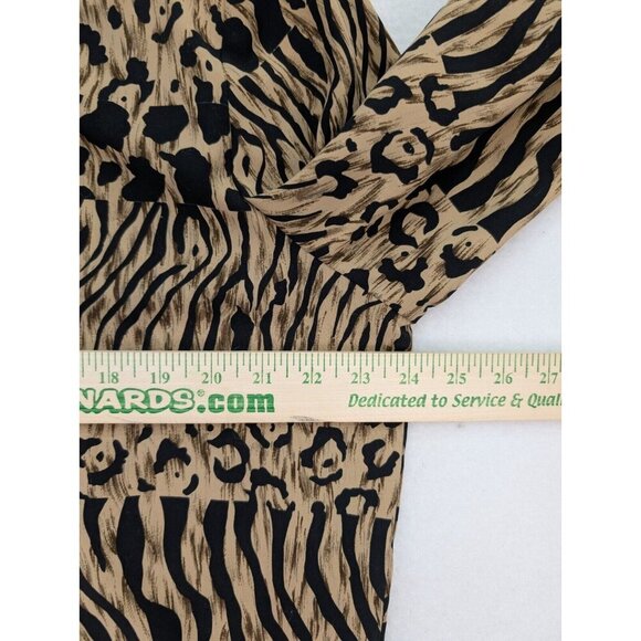 Alia Women's Top Size 16 Brown Mixed Animal Print Long Sleeve Button-Up - Picture 7 of 12